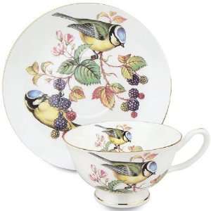    Blue Bird Bone China Tea Cup & Saucer Set