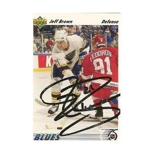  Jeff Brown Signed St Louis Blues 91 92 Upper Deck Card 