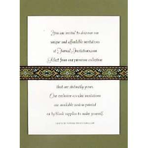 Wedding Invitations Kit Basil Green with Embroidered Nepal 