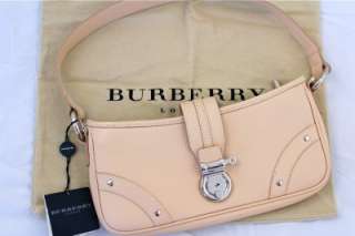 525 BURBERRY Leather Rosie Beige Blush NOVA CHECK Baguette TOTE BAG 