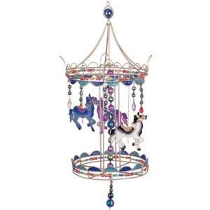   White Prancing Horses Hanging Merry Go Round Décor