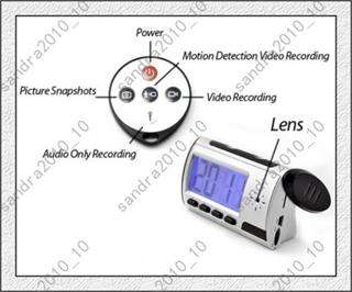wireless mini Table Alarm Clock Hidden Camera spy DVR Recorder Remote 
