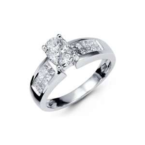    18K White Gold Princess Love/Pie Cuts Diamond Ring Jewelry