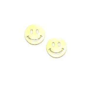  solid 14k Yellow Smiley Face Friction Back Post Earrings 