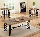 Wood/Metal 2 Pc Rustic Transitional Coffee Table Set  