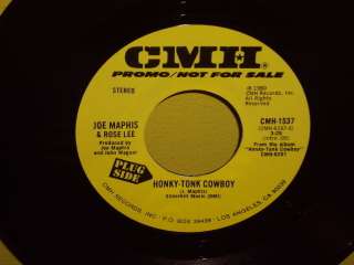 JOE MAPHIS & ROSE LEE Honky Tonk Cowboy RARE PROMO 45  