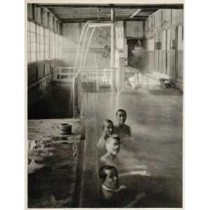  1930 Japanese Men Bath House Interior Izusan Japan 