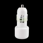 White Dual Two USB Car Charger Adapter for Apple iPad Touch iPod 