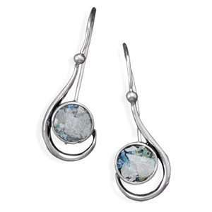   Roman Glass Earrings Small Handcrafted Sterling Silver Jewelry