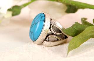 Turquoise Gemstone Silver SP Vintage ST Ring g3  