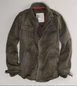 NEW XL Mens American Eagle Twill Shirt Style Jacket Olive Army Green 