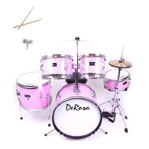 DeRosa 5 Piece 16 Inch Junior Drum Set Bundle with Drum Key and Drum 