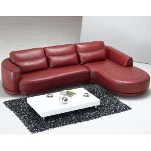  Modern Red Leather Sectional Sofa