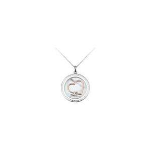   Love You All Heart Round Pendant in Two Tone Sterling Silver ss word