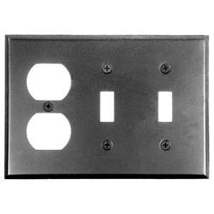 AW7BP   Duplex Wall Plate / Two Toggle Switch Plate   Smooth Black 