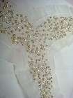 1Pc Off White Tulle Pearl Embroidered V Neck Collar Yoke Applique 13 1 