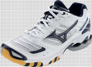   Wave Lightning 7 Womans Volleyball Shoes, White/Navy Blue, 430137 0051