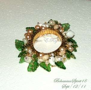   Original Natural Pearls Beach Sea Glass/Shells Expandable Bracelet
