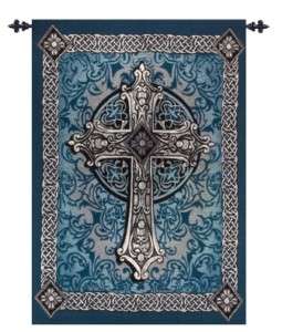 36x26 Medieval Celtic Cross Tapestry Wall Hanging  