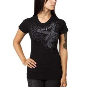Metal Mulisha Carbon Crew Womens Short Sleeve Racewear Shirt w/ Free 