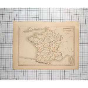   BARTHOLOMEW ANTIQUE MAP 1847 FRANCE BAY BISCAY LYONS