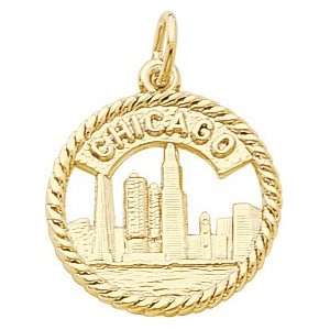  Rembrandt Charms Chicago Skyline Charm, 10K Yellow Gold 