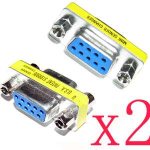 2x Serial RS232 9 Pin Gender Changer Adapter Female VGA  