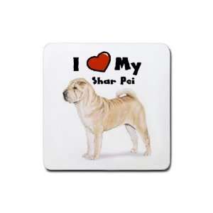 Love My Shar Pei Rubber Square Coaster (4 pack)  Kitchen 