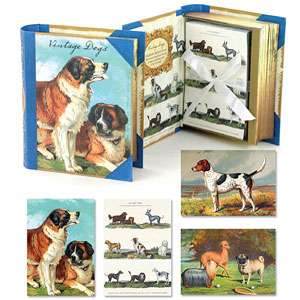 MICHEL DESIGN WORKS VINTAGE DOG NOTE CARDS W/ BOOK BOX  