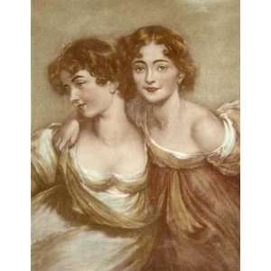  Two young girls Etching , Portraiture People Engraving 