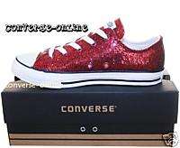 KIDS* CONVERSE All Star RED SEQUINS Trainers SIZE UK 12  