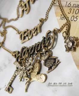 Retro Mixed Charms 3 layers Letters Valentines Necklace Pendant N488 