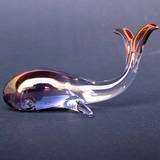 Whale Figurine Hand Blown Glass Gold Crystal Sculpture  