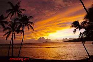 Original Hawaii Sundown Seascape Oil Painting on canvas  