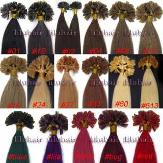 Remy nail tip human hair extensions 100S17colors  