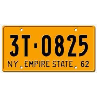  1962 NEW YORK STATE PLATE  EMBOSSED WITH YOUR CUSTOM 