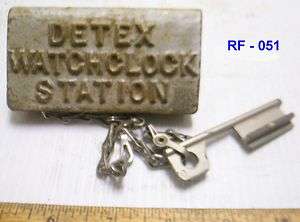 Vintage Detex Watchclock Station Box with Key & Chain  