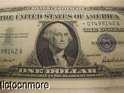   1957 $1 ONE DOLLAR BILL SILVER CERTIFICATE STAR NOTE BLUE SEAL BILL
