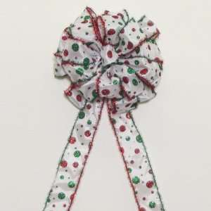  Large Gift Package Bow, White Christmas Dots with Garland 