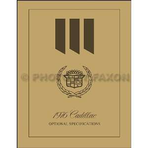 1976 Cadillac Optional Specifications Book Reprint Faxon 