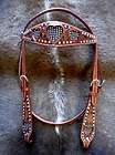 BRIDLE WESTERN LEATHER HEADSTALL BARREL SHOW TACK BROWN HEART RODEO 