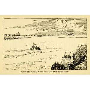 1924 Offset Lithograph Gordon Home North Berwick Law Bass Rock Dunbar 