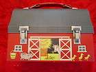 1958 red barn open doors dome lunch box expedited shipping