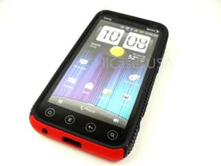 HTC EVO 3D 4G SPRINT RED HYBRID HARD SOFT COVER CASE  