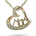 10k Yellow Gold 1/8ct TDW White Diamond MOM Heart Necklace (I J, I1 