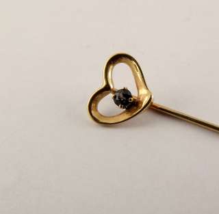 14KT Yellow Gold Heart Stick Pin With Sapphire  