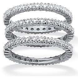   Silver Diamond Accent 3 piece Eternity style Ring Set  