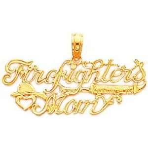  14K Gold Firefighters Mom Pendant Jewelry