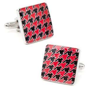  Red and Black Enamel Houndstooth Cufflinks Patio, Lawn 