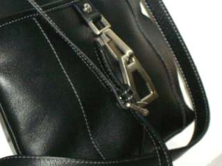   AIGNER Soft Black Leather Cross Body Messenger Bag Purse Handbag EUC